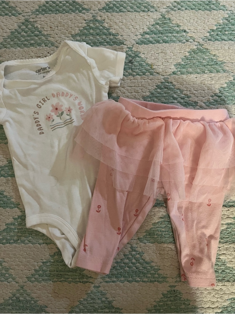 Carter's White Bodysuit with Pink Tulle Leggings Set